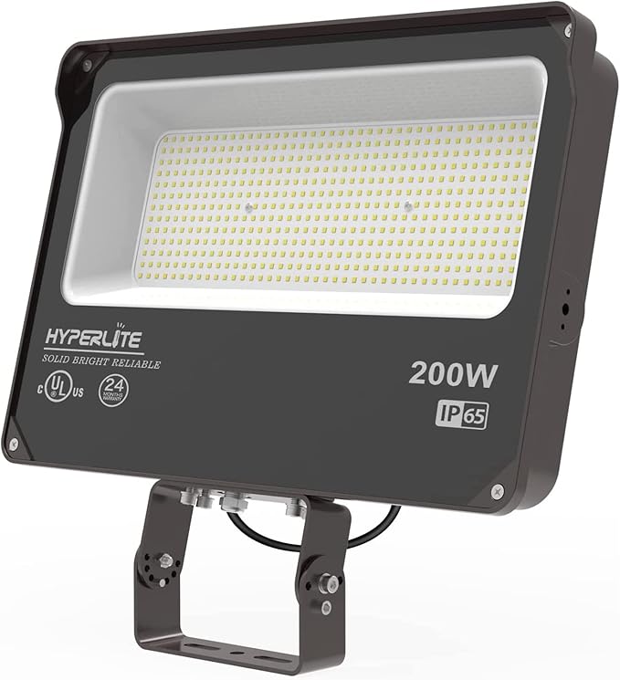 HYPERLITE LED Flood Light 200W 24000LM 5000K Daylight IP65 Waterproof Outdoor Floodlights UL Certified for Court Garden Warehouse