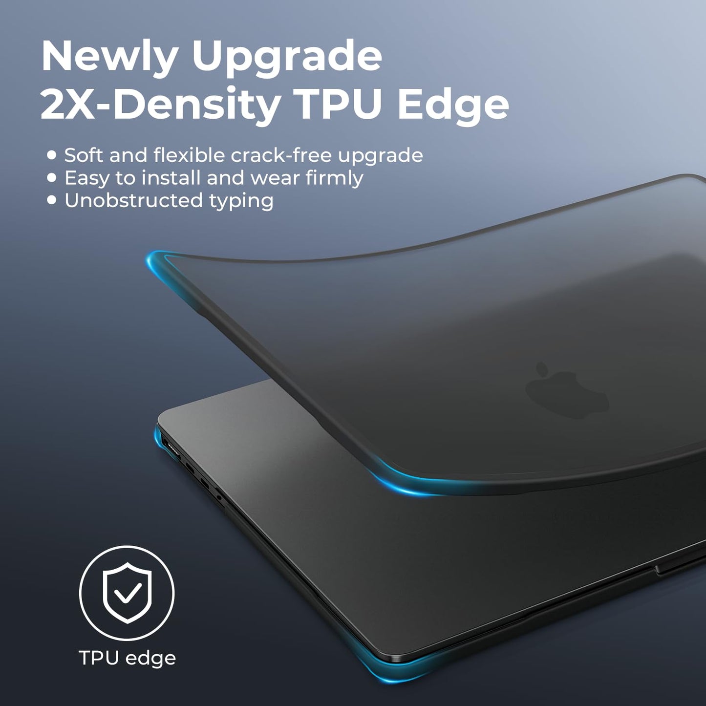 BlueSwan Anti-Cracking Hard Shell Case Compatible with MacBook Pro 14-inch M5 2026 2025-2021 Release M4 M3 M2 M1 Pro/Max Chip, Anti-Fingerprint Soft TPU Bumper, Frosted Black