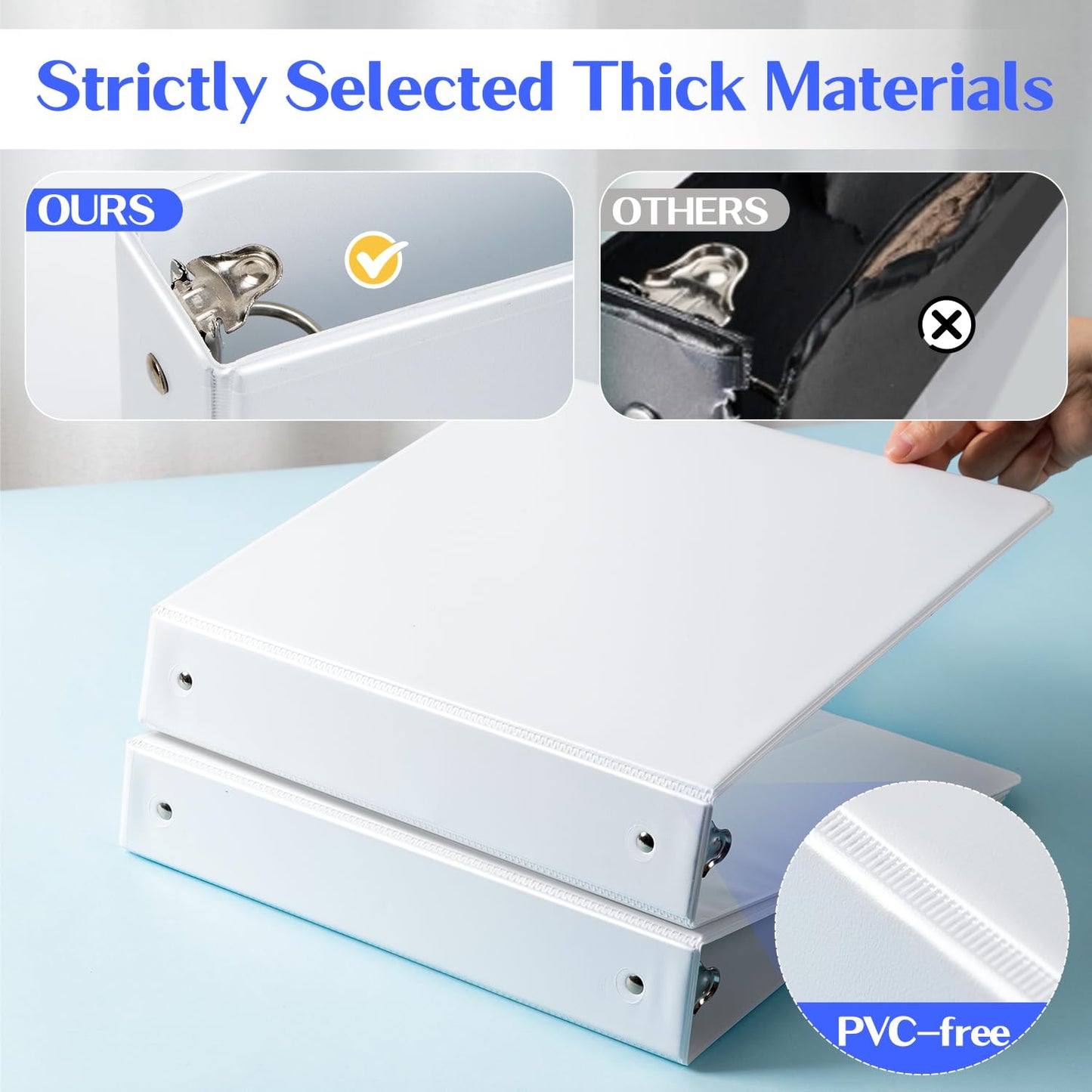 Deli 1.5-inch 3 Ring Binder with 2 Interior Pockets, 325 Sheets Capacity, 1.5 inch Binders fits 11" x 8.5" US Letter Size, White, 6 Pack
