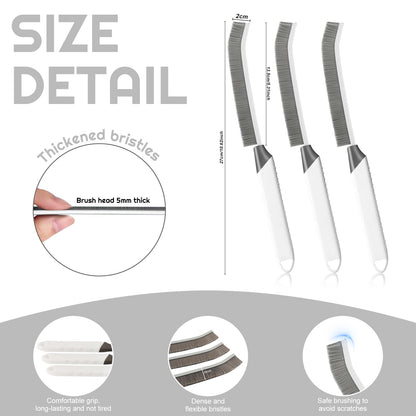 YIGAARUI Crevice Cleaning Brush Bathroom Tile Groove Gap Cleaning Brush Premium Crevice Cleaning Tool Aluminum Support with 15° Angled Head-Grout Thin Brush,Kitchen & Bathroom Tool (5PCS)