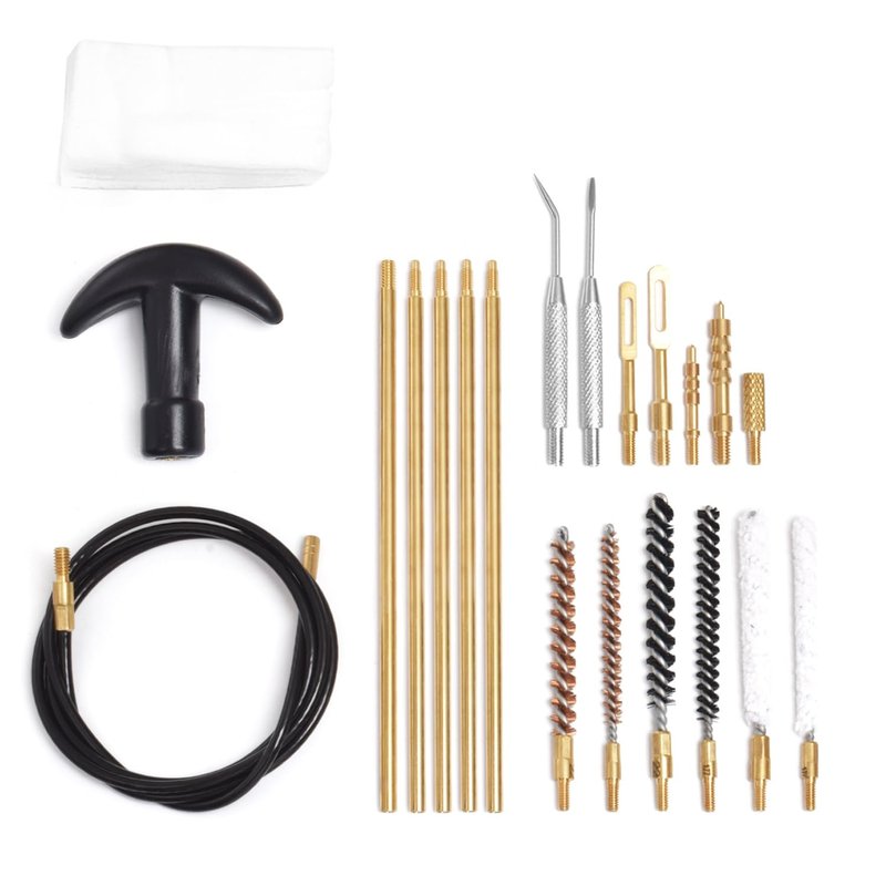 Motanar 177 & .22 Cal Airgun Cleaning Kit with Cotton Mop, Bronze Bore Brush, Brass Jag, Slotted Tips, Nylon Brushes, Brass Cleaning Rod