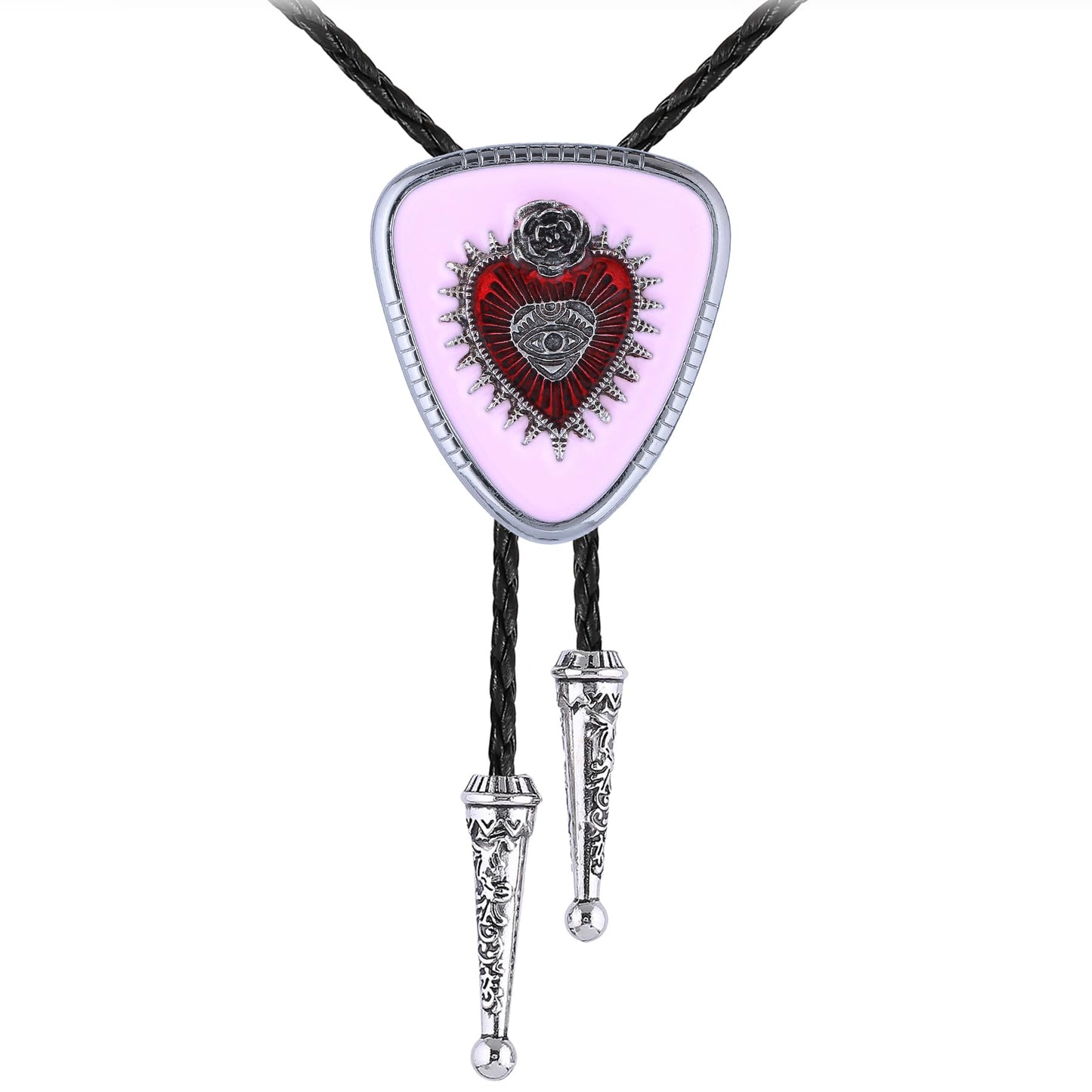 GelConnie Pink Bolo Tie for Women Native American Heart Goth Bolo Tie for Men Cowgirl Necklace Western Bolos Necktie