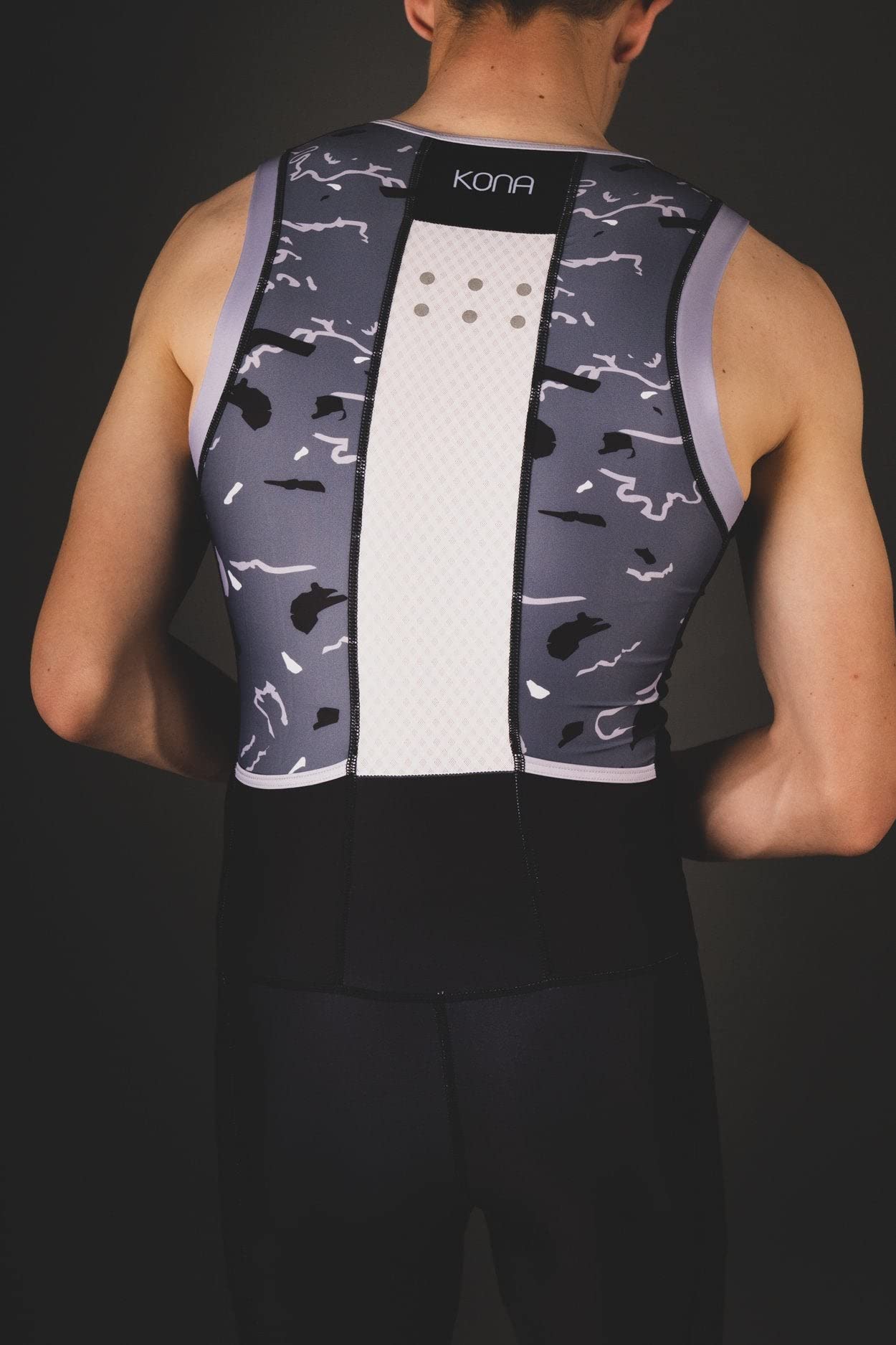 KONA Mens Assault Triathlon Race Suit - Sleeveless Skinsuit Padded Cycling Tri Suit for Swim Bike Run(Black, M)