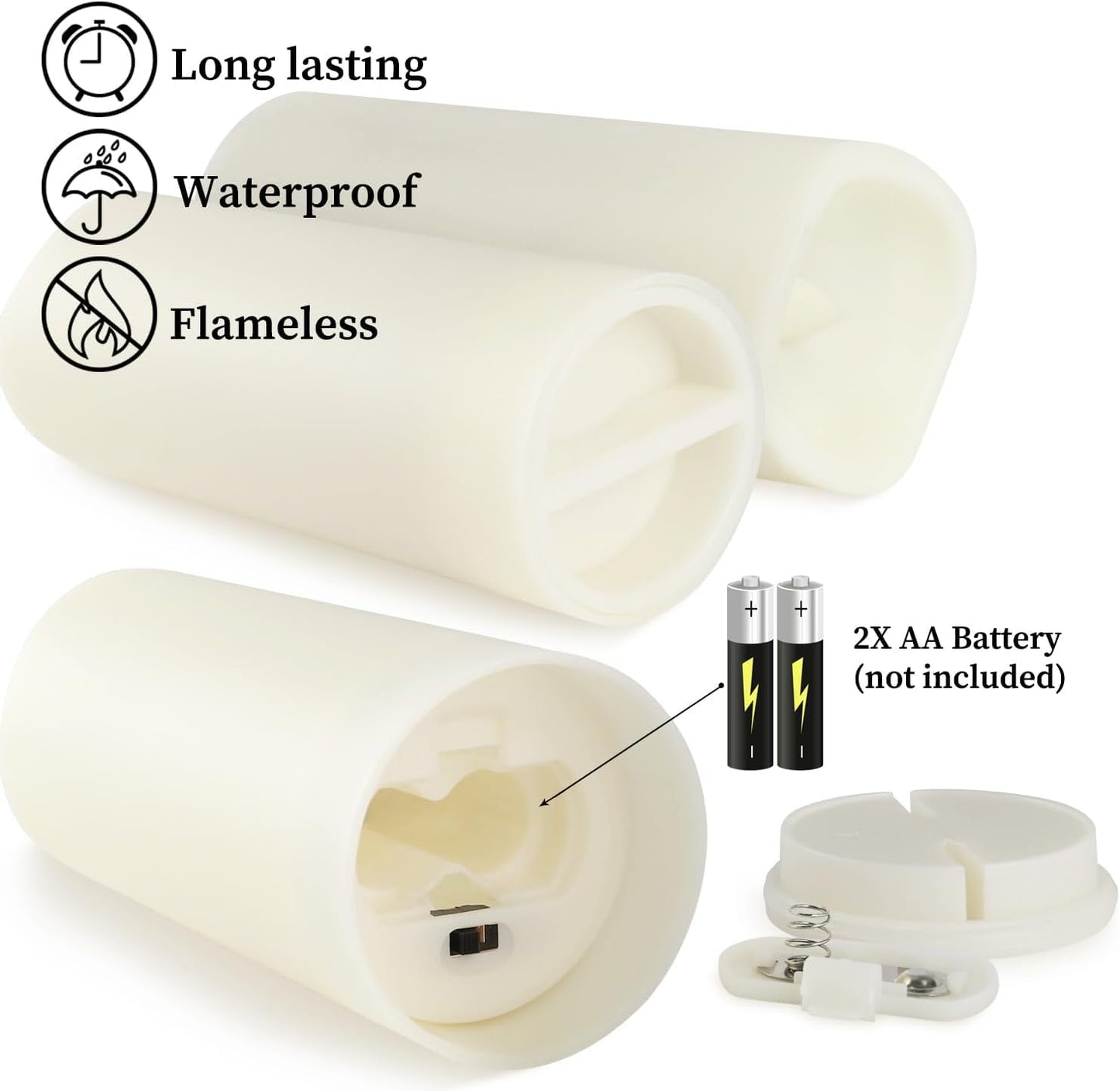 YOROXRG Set of 24 Waterproof Outdoor Flameless Candles, LED Candles with 4 Remote and Timer,(H 4" 5" 6" x D 2.2"),for Christmas,Halloween,Wedding,Festival