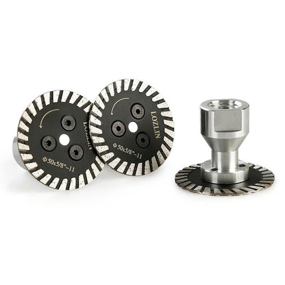 LOZLIN 50mm Diamond Saw Blade 5/8-11 Thread, Turbo Rim Cutting Disc for Granite Marble Concrete Stone, Compact Engraving Wheel for Angle Grinder Rotary Tool Power Drill
