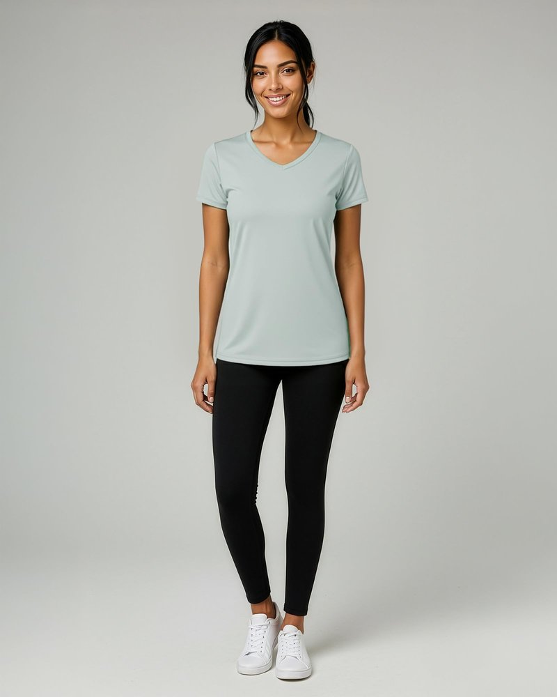 Real Essentials 5 Pack: Women's Dry-Fit Short Sleeve V Neck T Shirt Workout Fitness Yoga Top Tee, Set 9, XXL