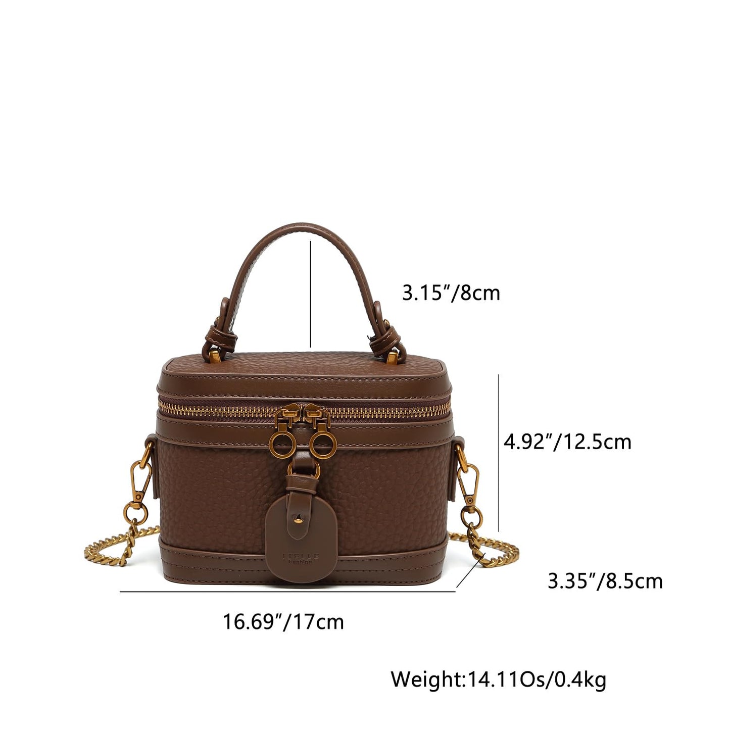 RTPRTP Small Crossbody Bag for Women, Mini Shoulder Handbag with Chain Strap, Brown Fashion Purse for Travel and Daily Use