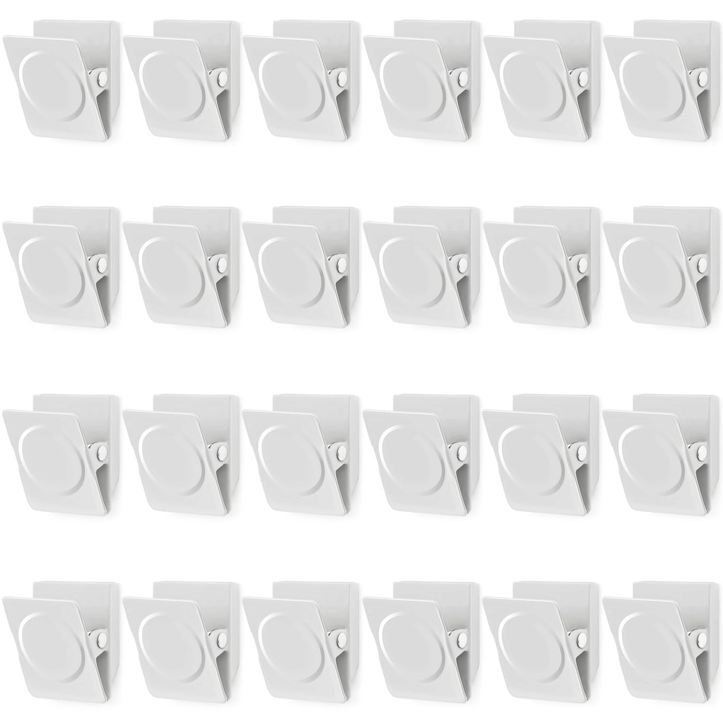 VNDUEEY 24Pcs Whiteboard Magnets, Strong Magnetic Clips Refrigerator Magnet, Magnet Clips Heavy Duty, White Metal Clip with Magnets for Home, Office, Classroom Teacher Supplies