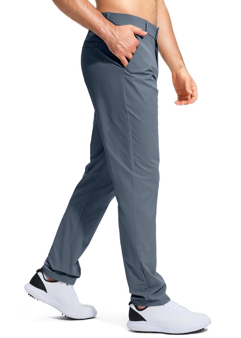 Pudolla Men's Golf Pants Work Dress Comfy Pants Casual Slacks Trousers with Pockets(Grey_Blue 32Wx34L)