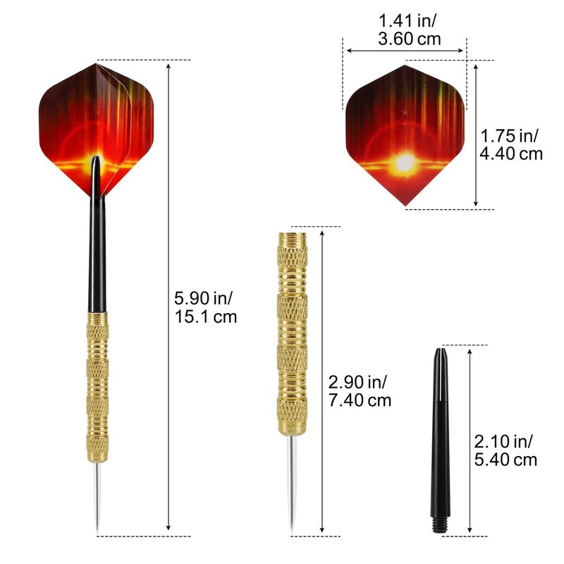 Accmor Metal Tip Darts, Steel Tip Darts, 14 Grams Professional Metal Darts, Darts Metal Tip Set, Metal Darts for Dartboard, 18 pcs ﻿
