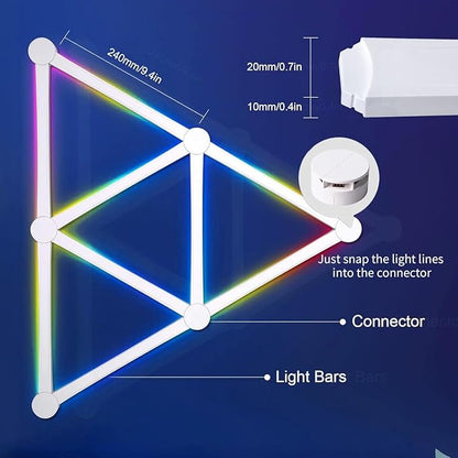 LED Smart Glide Wall Line Light, WiFi RGB LED Wall Lights for Gaming Room, 16M+ Colors, Music Sync, Compatible with Alexa and Google Assistant(9 Light Lines,White)