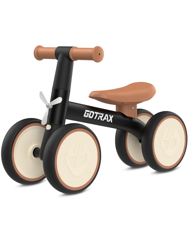 Gotrax Baby Balance Bike 1-2 Years, 7" Front&Rear Silent Wheels, Sturdy Steel Frame 66 lbs Load, Quick 2-Min Assembly, CPC Certified, Comfortable Soft Seat, Toddler Birthday Gift for Boys&Girls Black