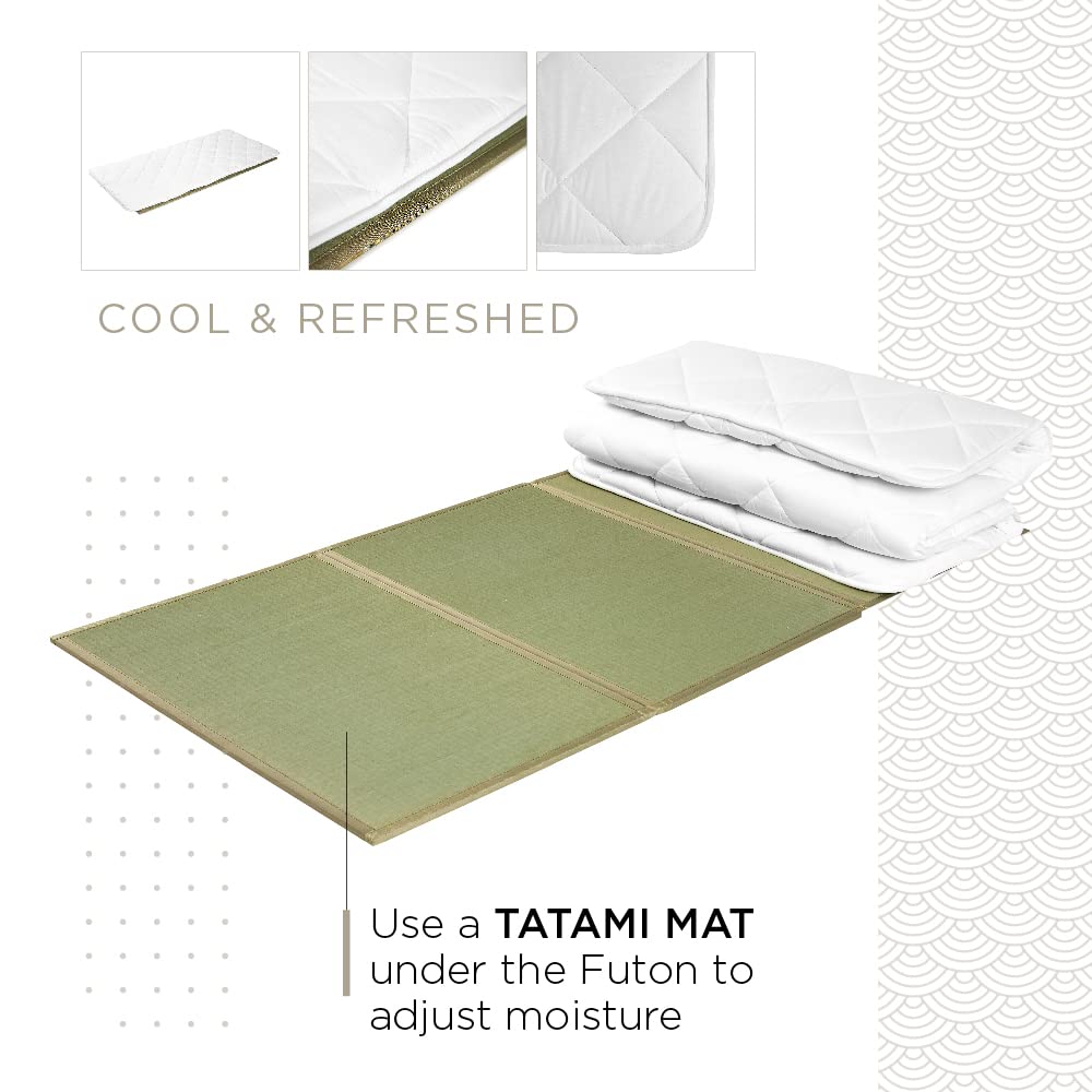 Goliber Japanese Floor Mattress Futon Mattress Tatami Foldable Pad, Roll Up Sleeping Pad, Shikibuton, (Twin 39 x 82 inch - 100 x 210 cm)