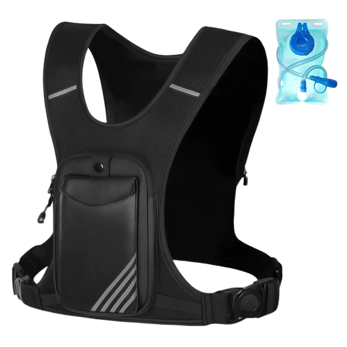 Running Hydration Vest Backpack with 800 ML Water Bladder, Minimalist Running Vest for Women Men with Phone Holder, Extra Storage for Hiking Cycling Marathon (Full_Black, One Size fits All)