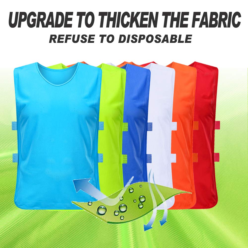 Antoyo 12Pcs Team Pinnies Adult Kids Football Jersey with Elastic Straps