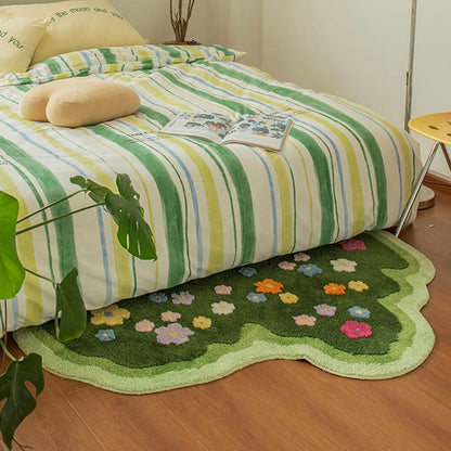 Lovely Green Moss Leaf Bathroom Rug - Non-Slip 3D Moss Carpet, Washable, Water Absorbent, Soft, Bed for Bathroom, Bedroom, Kitchen, Living (A, 1.6x2.6ft)