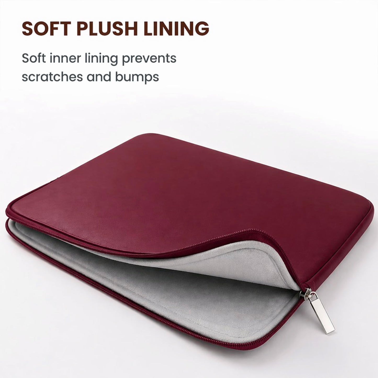 RAINYEAR 15.6 Inch Laptop Sleeve Soft PU Leather Case Protective Water Resistant Zipper Padded Cover Carrying Bag Compatible with 15.6" Notebook Computer Chromebook(Red)