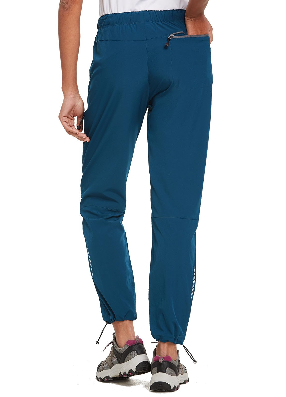 BALEAF Women's Hiking Pants Quick Dry Water Resistant Lightweight Joggers Pant for All Seasons Elastic Waist Navy Blue Size S, Capri