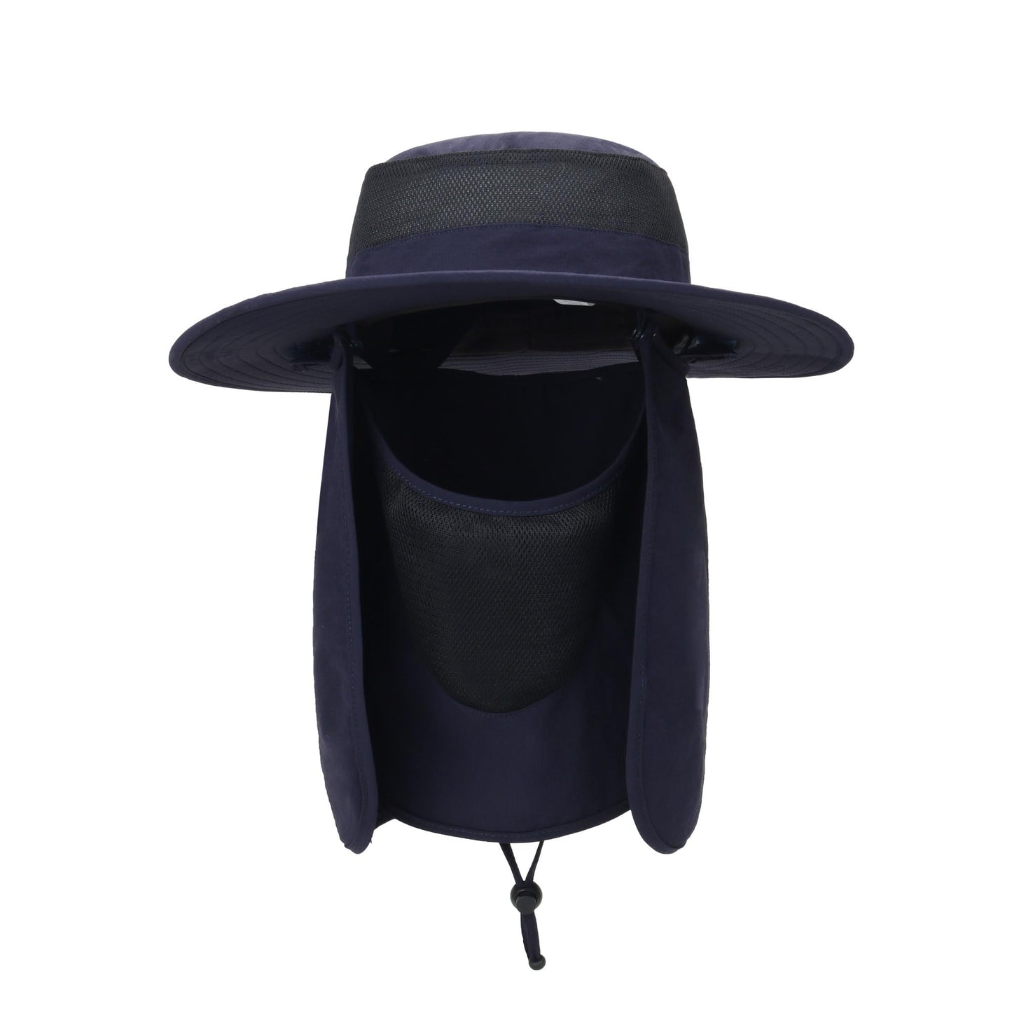 Outdoor Sun Hat UPF 50 Protection Waterproof Fishing hat Face Cover Summer Neck Flap Hat Navy Blue