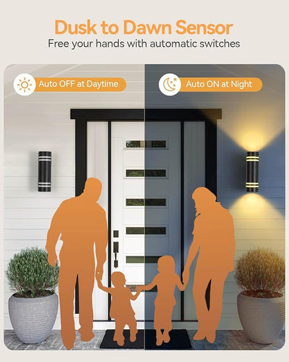 KIZON Smart Porch Light RGBCW Dusk to Dawn Outdoor Wall Lights, WiFi APP Control Exterior Wall Sconce Up and Down Lights Outdoor Lights for House Patio Garage, Compatible with Alexa Google Assistant