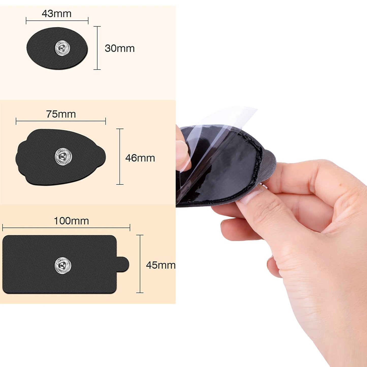 Belifu TENS Electrode Pads 20 PCS - Reusable Self-Adhesive Replacement Pads with 3.5mm Snap Connector, Latex Free Pads Compatible with TENS & EMS Units for Pain Relief and Muscle Stimulation