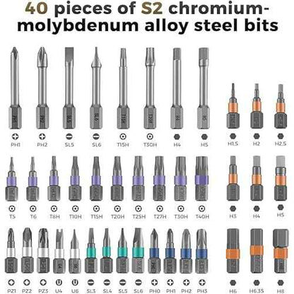 42 in 1 Magnetic Screwdriver Set, DIY Ratchet Screwdriver Set, Removable Self-assembly Precision Screwdriver Kit, Magnetic DIY Precision Tool Kit for PC Laptop Mobile Cell Phone Digital Watch