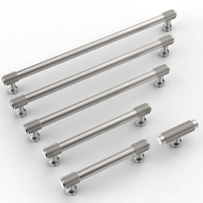 9BUILD 10 Pack Knurled Cabinet Pulls 7.5 Inch Brushed Satin Nickel Kitchen Cabinet Handles Cabinet Hardware Kitchen Handles for Cabinets Nickel Dresser Pulls Drawer Handle