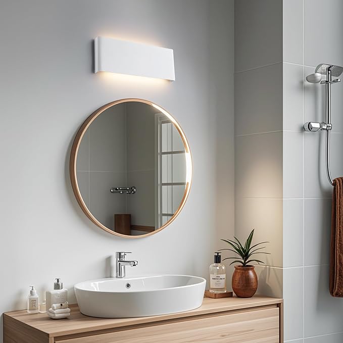 11" Modern LED vanity light,15W Dimmable 5 CCT (3000K-6500K) Adjustable Wall Lamp,Up and Down Wall Lighting,Indoor Wall Sconce for Bedroom,Staircase,Hallway,Dressing Table,2 Pack（White）