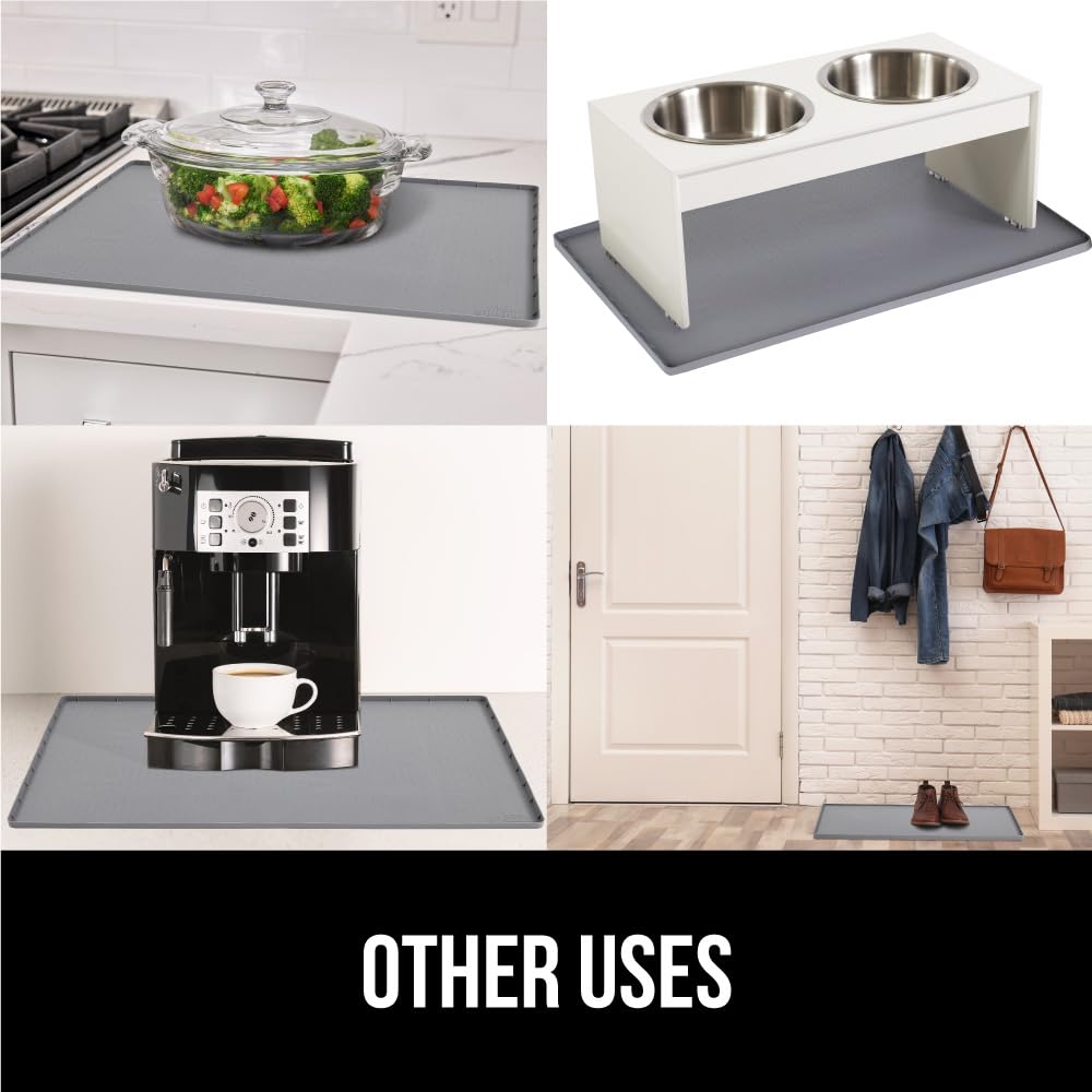 GORILLA GRIP Waterproof Silicone Under Sink Mat with Raised Lip for Kitchen and Bathroom, Cabinet Shelf Liner Stay in Place Mats Dishwasher Safe Drawer Liner, Organizer Tray, 19 x 22 in, Gray