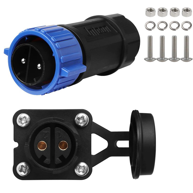 GaiRen 2 Pin 50Amp Trolling Motor Plug Receptacle Set, 12/24/36/48 Volt Marine Boat Power Waterproof IP67 Connector Trolling Boat Plug for Trolling Motors Compatible with 6/8 AWG Wire Blue