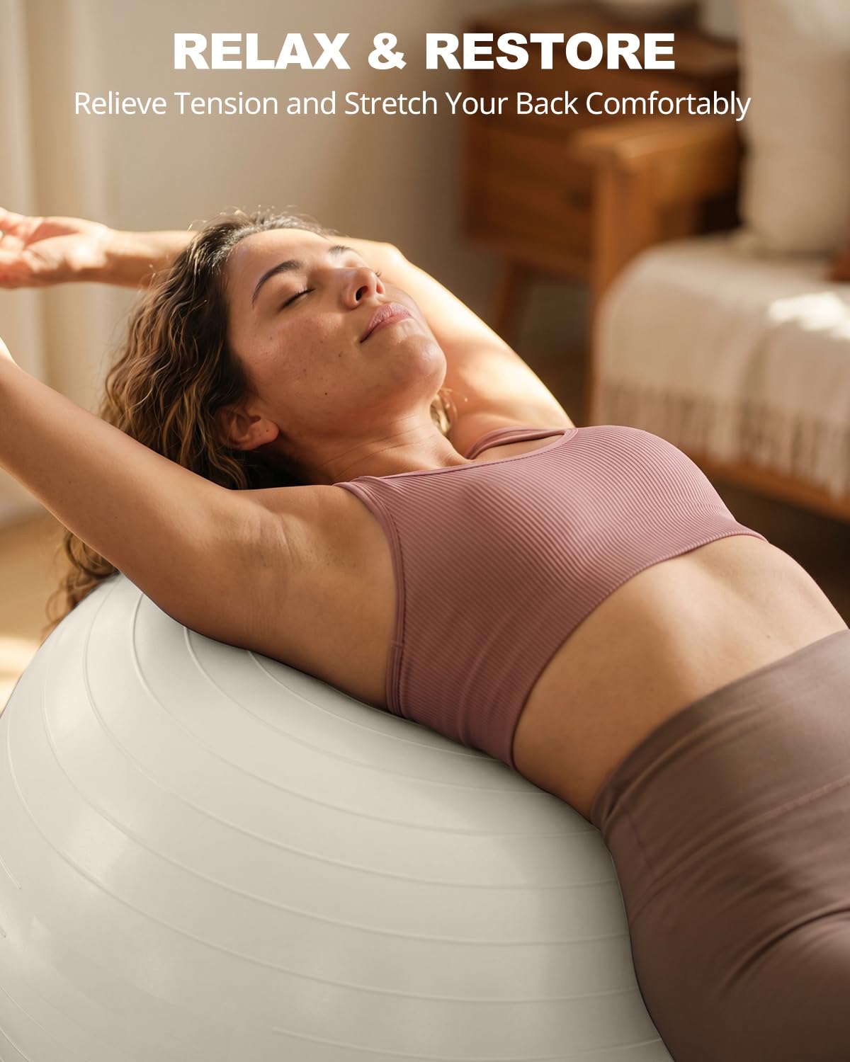 Trideer Exercise Ball for Yoga, Pilates & Fitness – Stability Ball Equipment for Home Gym & Office Chair, Core & Balance Training Accessories, Physical Therapy Equipment, Quick Pump Included, 5 Sizes