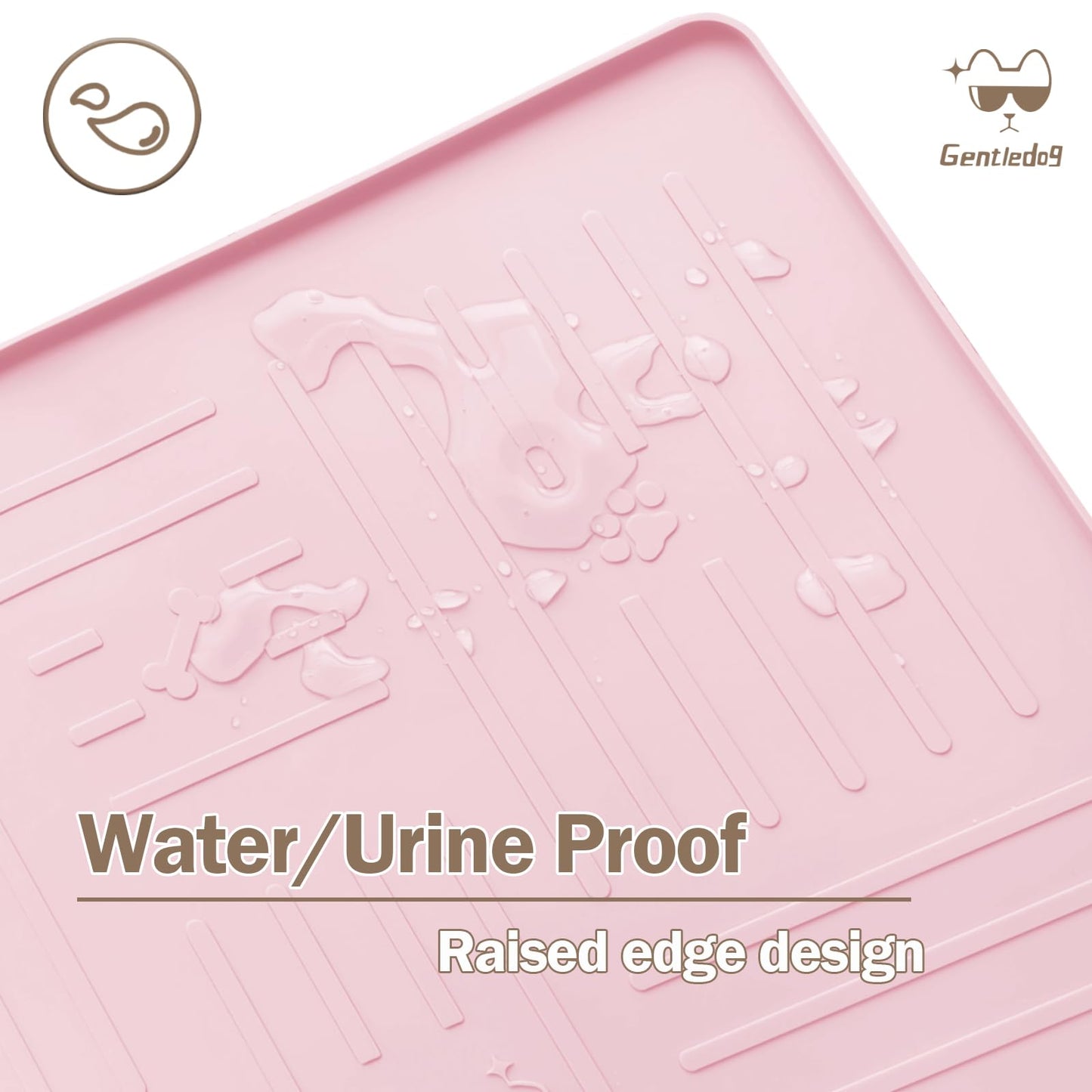 Gentledog Large Silicone Cat Litter Mat, 34.3" X 24.8" Litter Trapping Mat, Soft and Waterproof Cat Litter Box Mats for Floor-Pink