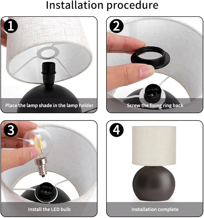 Small Table Lamp for Bedroom,Bedside Nightstand Lamp for Living Room,Minimalist Bedside Light lamp Set of 2, 10.4 Inch Desk Light for Bedroom, Living Room,Including Light Bulb（Brown）