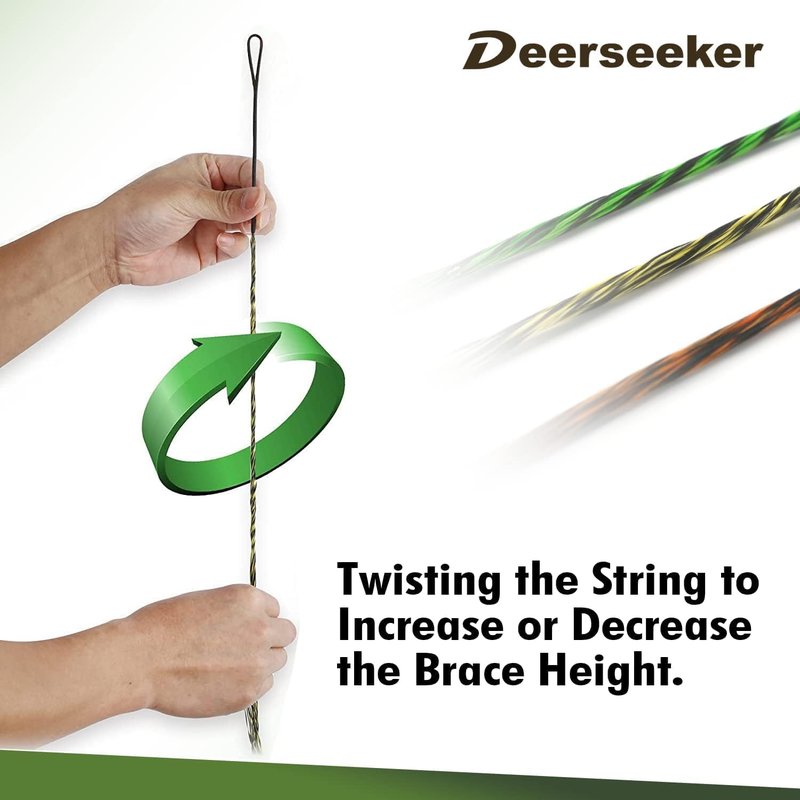 Deerseeker Archery Bowstring Set - Dacron Recurve Bow String Replacement with 2 Nocking Points | 12-16 Strands for 48-70 Inch Traditional Longbow