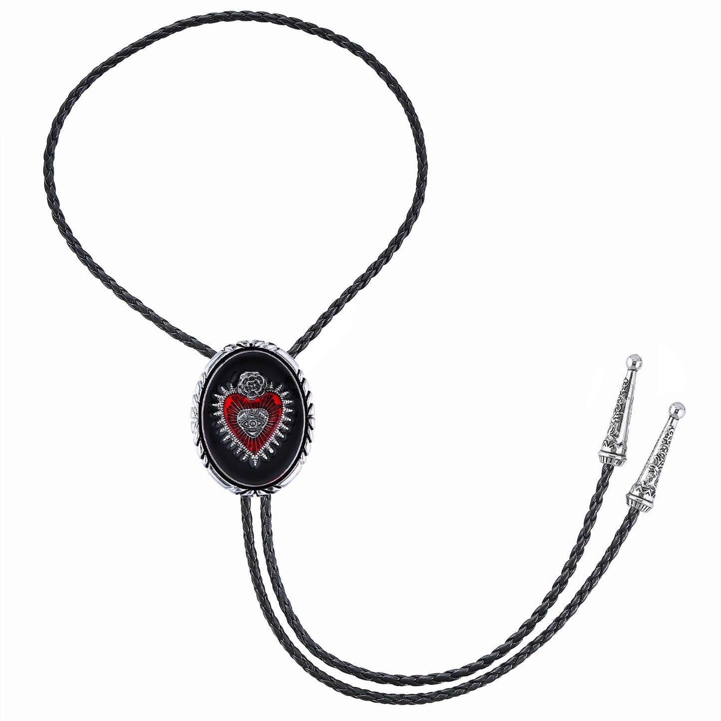 GelConnie Silver Bolo Tie for Men Women Blue Enamel Triangle Bolo Tie Silver Western Necktie Gothic Cowboy Costume