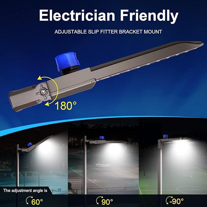 ledmo 300W LED Parking Lot Light Slip Fitter Mount 36000LM 5000K Outdoor Commercial Area Lighting with Dusk to Dawn Photocell, Easy Installation IP65 Waterproof Shoebox Light for Street, Yard