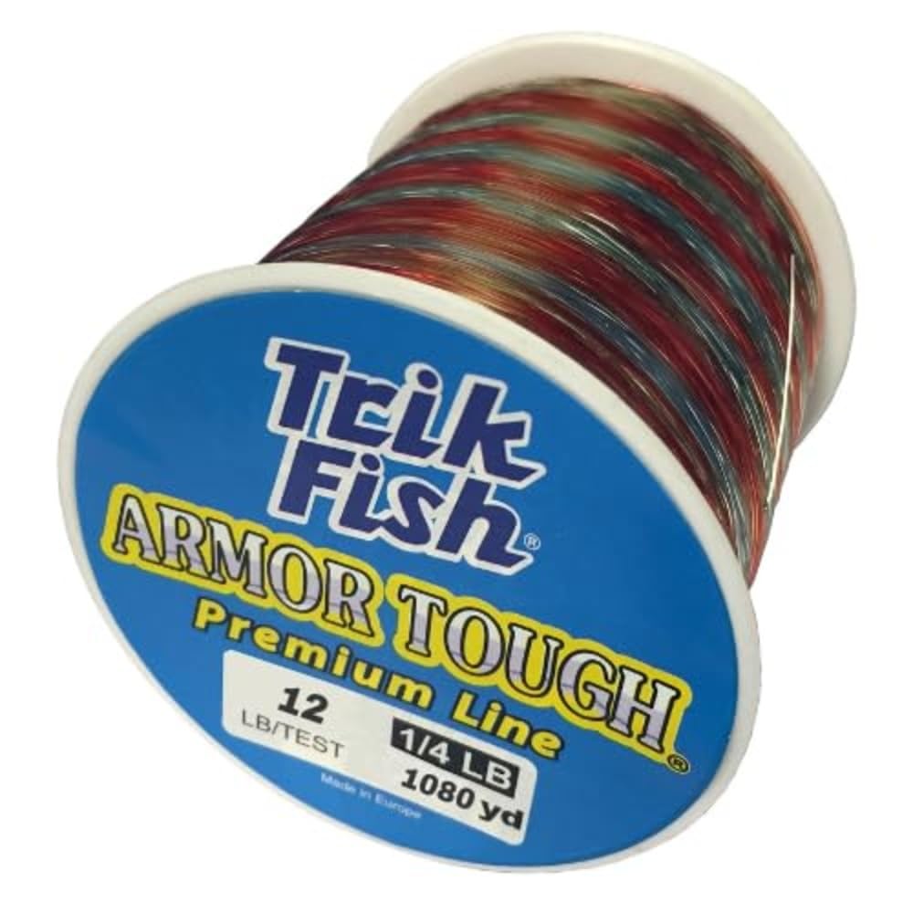 TrikFish Armor Tough Camouflage Monofilament Fishing Line - Stealthy & Strong - Camo Monofilament Line for Freshwater & Saltwater Fishing - Bulk 1/4LB Spool of Mono