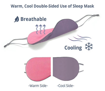 Sleeping Mask 2 Pack, Warm, Cool Double-Sided Use of Sleep Mask, Super Soft Blindfold with Adjustable Strap, Block Out Light, Comfort Sleep Eye Mask for Travel Meditation Nap