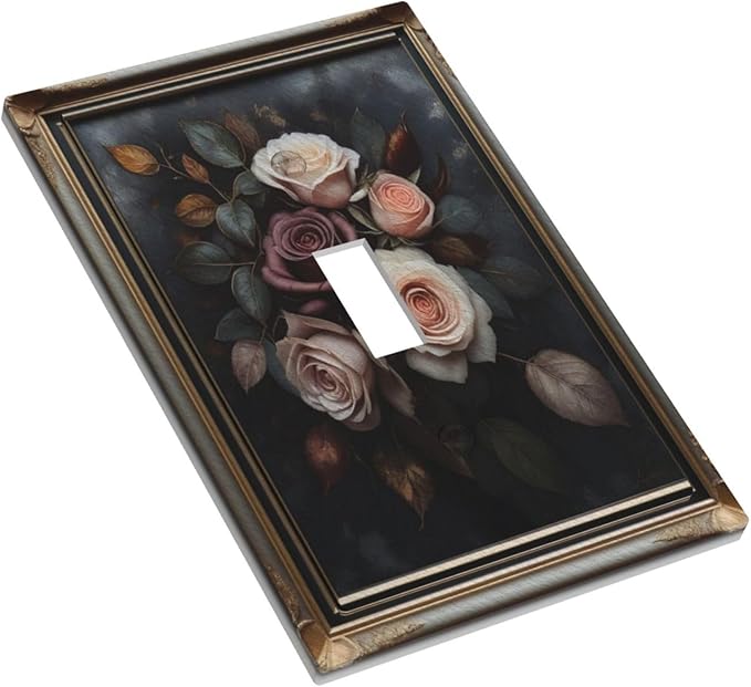 Decorative Art Light Switch Covers Elegant Rose Bouquet Art Single Toggle Wall Plate Decorative Switchcover Electrical Switchplate for Home Decor