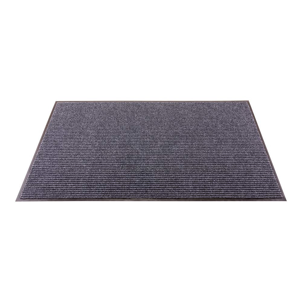 Restaurantware-Comfy Feet 60 x 36 Inch No-Slip Floor Mat, 1 Ribbed Carpet Utility Mat - Indoor and Outdoor, for Homes Or Offices, Gray Polyester Fibers Entry Mat, Vinyl Backing, Easy to Clean