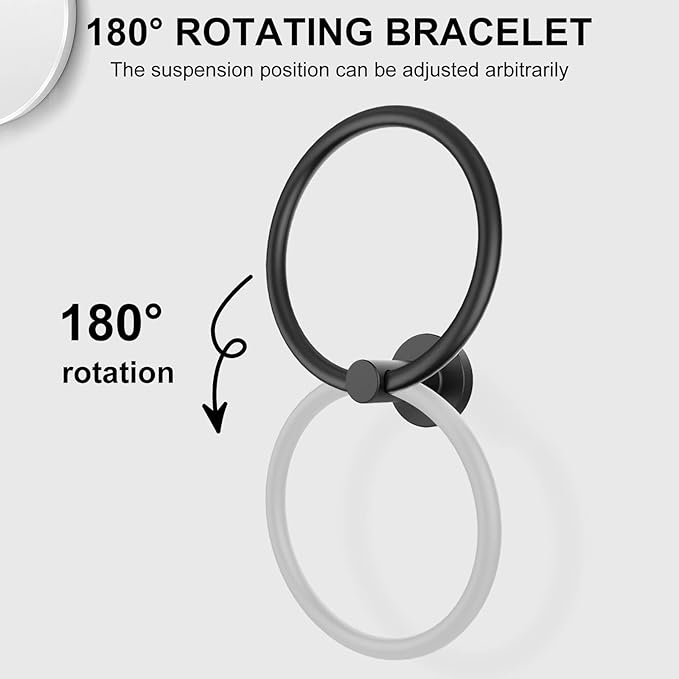 SetSail Towel Holder for Bathroom Wall Matte Black Towel Ring Stainless Steel