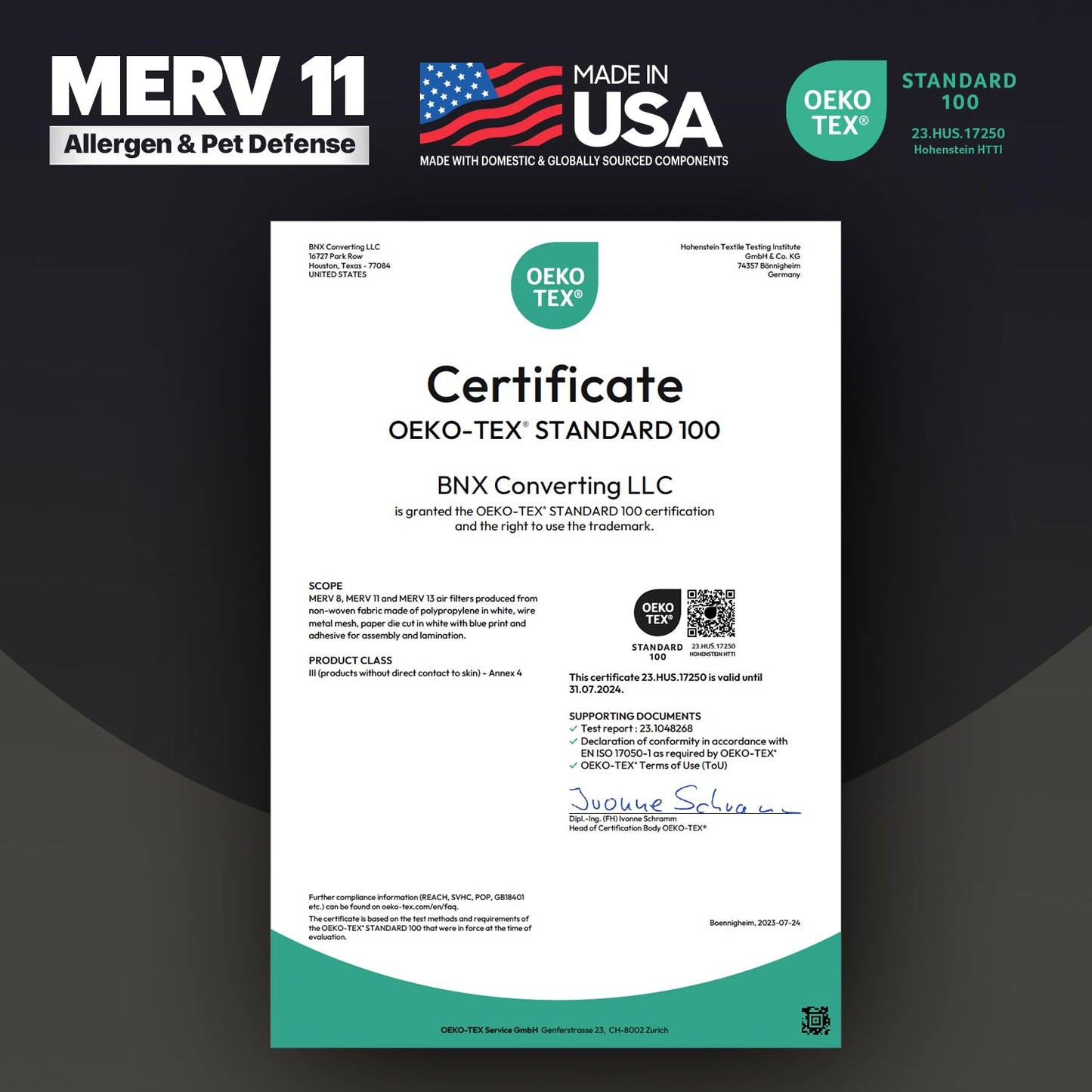 BNX TruFilter 18x24x1 Air Filter MERV 11 (6-Pack) - MADE IN USA - Allergen Defense Electrostatic Pleated Air Conditioner HVAC AC Furnace Filters for Allergies, Dust, Pet, Smoke, Allergy MPR 1200 FPR 7