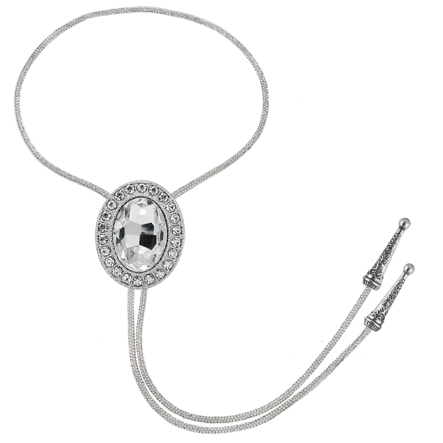 GelConnie Crystal Bolo Tie for Men Women Western Wedding Cowboy Tie Rhinestone Country Formal Necklace Adjustable Faux Leather Accessories