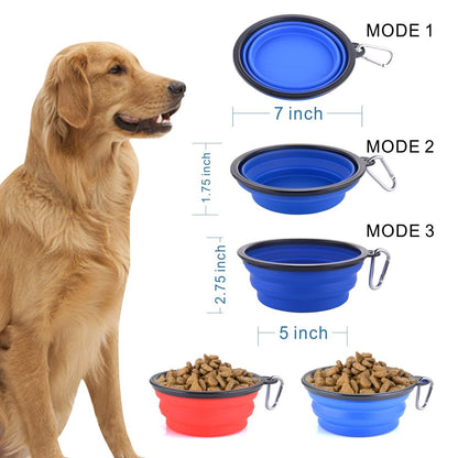 Large Collapsible Dog Bowls, 34oz Travel Water Food Bowls Portable Foldable Collapse Dishes with Carabiner Clip, 2 Pack (Purple+Red)
