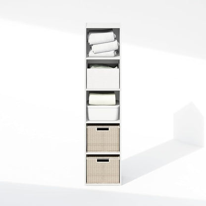 Furinno Reed Closet Organizers and Storage, 5-Tier Closet Organizer, Open Shelf Closet Storage, for Wardrobe, Bedroom, Living Room, White