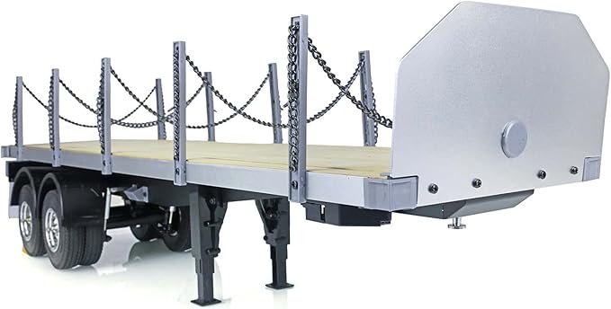 US in Stock RC Tractor Flatbed Semi Trailer Truck 1/14 2Axle Compatible with DIY Tamiya Construction Vehicle Model