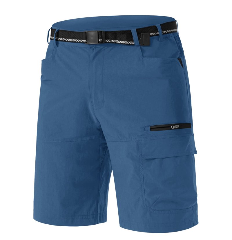 TACVASEN Mens Hiking Cargo Shorts Lightweight Quick Dry Summer Casual Dress Shorts with Zipper Pockets Golf Hiking Work Blue Grey 40
