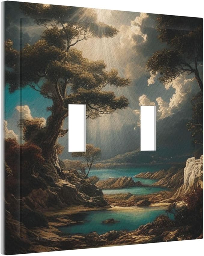 Decorative Art Light Switch Covers Sunburst Over the Wilderness 2 Gang Double Toggle Wall Plate Decorative Switchcover Electrical Switchplate for Home Decor