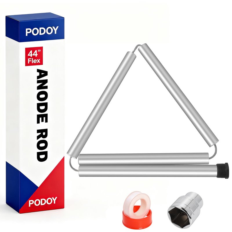 44'' Flexible Magnesium Anode Rod for Hot Water Heater Compatible with Rheem Reliance Richmond GE KenmoreTanks 3/4" NPT Thread 0.8'' Diameter, Including Teflon Tape and 1-1/16" Socket Tool