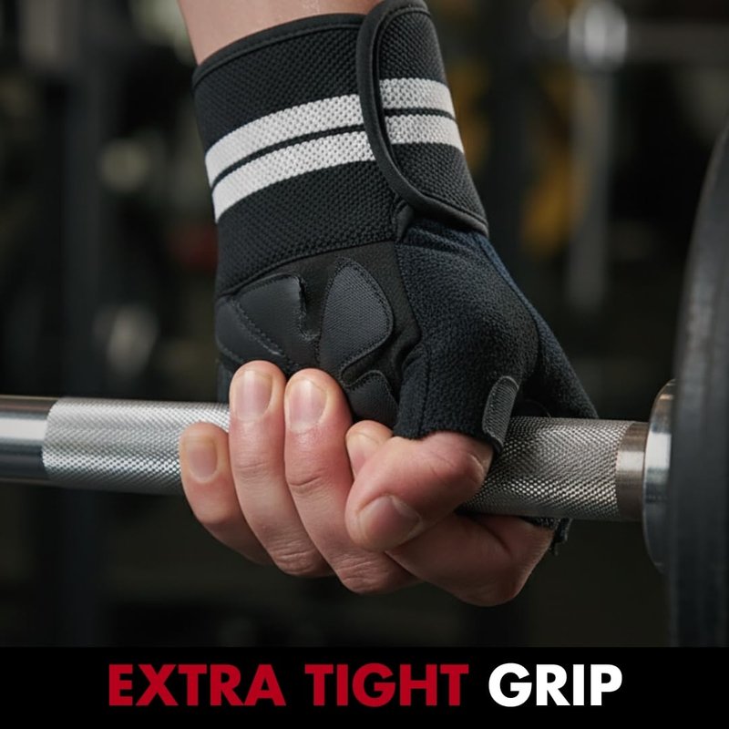 Fit Active Sports New Grip 2.0 Ventilated Weight Lifting Workout Gloves with Wrist Wraps for Gym Exercise, Weightlifting, Pull Ups - for Men & Women (M)